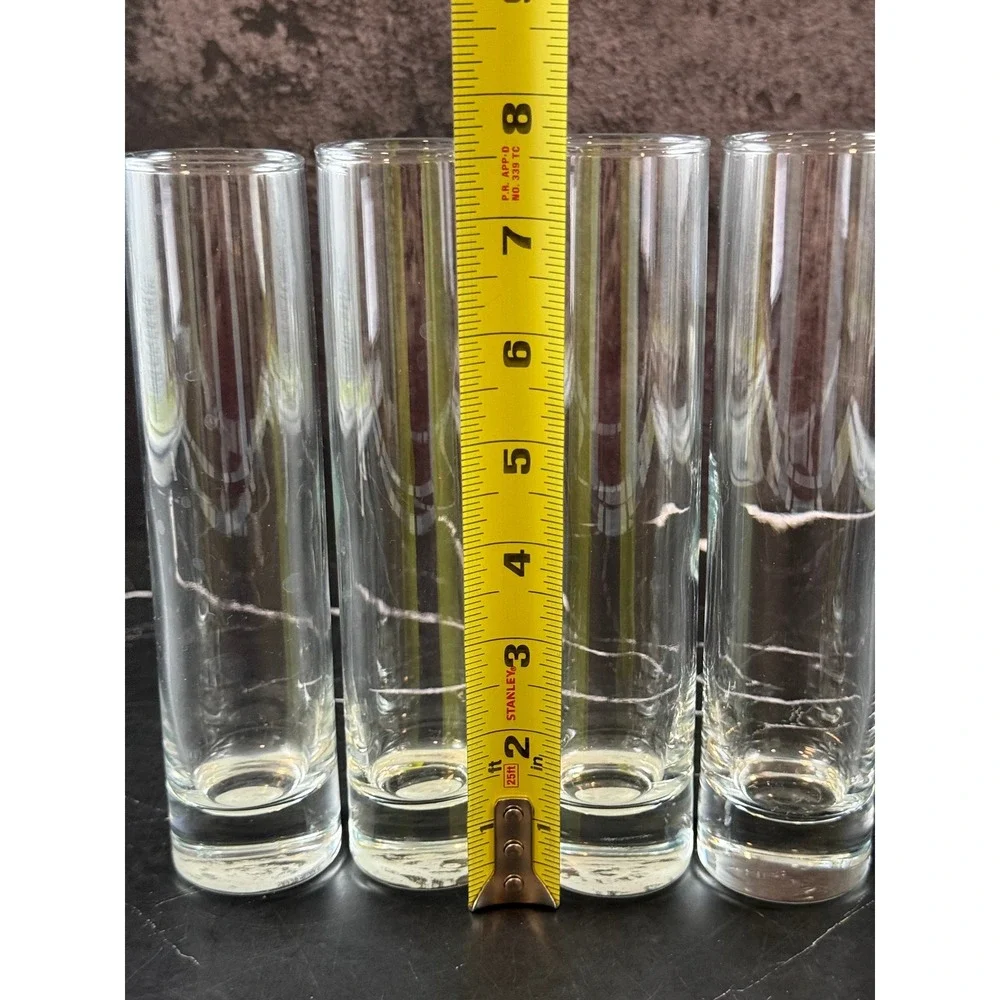 Vintage Set of FOUR (4) Libbey Clear Glass 7.5in Vase Tall Tumblers MINT!